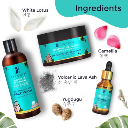Pilgrim Face Wash. Day Cream & Vitamin C Night Serum